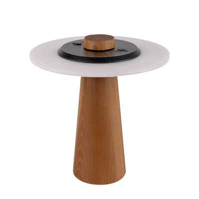 Contemporary Nordic Waterproof Wood PC ABS Round LED Outdoor Table Lamp For Outdoor Patio