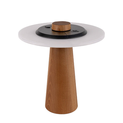 Contemporary Nordic Waterproof Wood PC ABS Round LED Outdoor Table Lamp For Outdoor Patio
