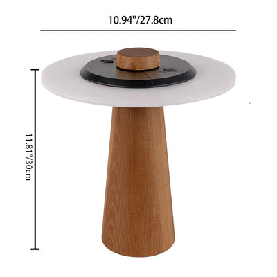 Contemporary Nordic Waterproof Wood PC ABS Round LED Outdoor Table Lamp For Outdoor Patio