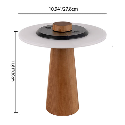 Contemporary Nordic Waterproof Wood PC ABS Round LED Outdoor Table Lamp For Outdoor Patio