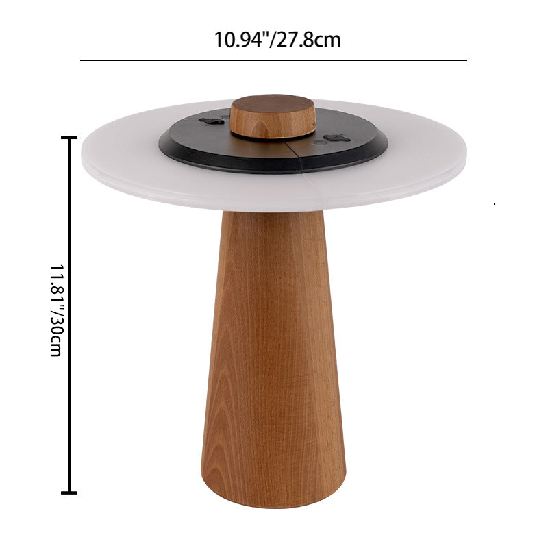 Contemporary Nordic Waterproof Wood PC ABS Round LED Outdoor Table Lamp For Outdoor Patio
