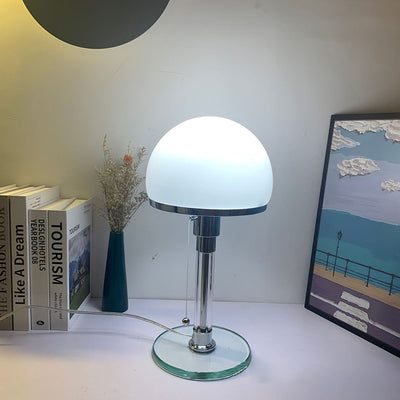Modern Minimalist Metal Glass Round 1-Light Table Lamp For Bedroom