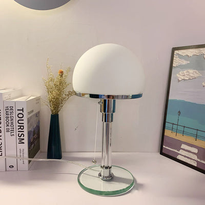 Modern Minimalist Metal Glass Round 1-Light Table Lamp For Bedroom