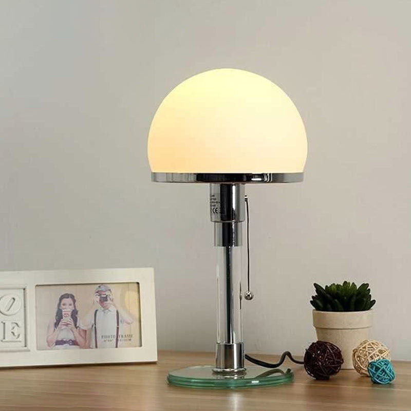 Modern Minimalist Metal Glass Round 1-Light Table Lamp For Bedroom