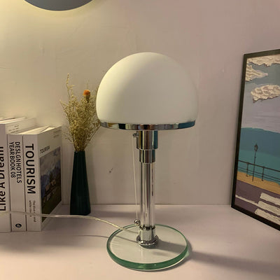 Modern Minimalist Metal Glass Round 1-Light Table Lamp For Bedroom