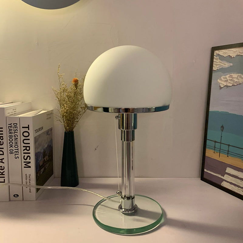 Modern Minimalist Metal Glass Round 1-Light Table Lamp For Bedroom