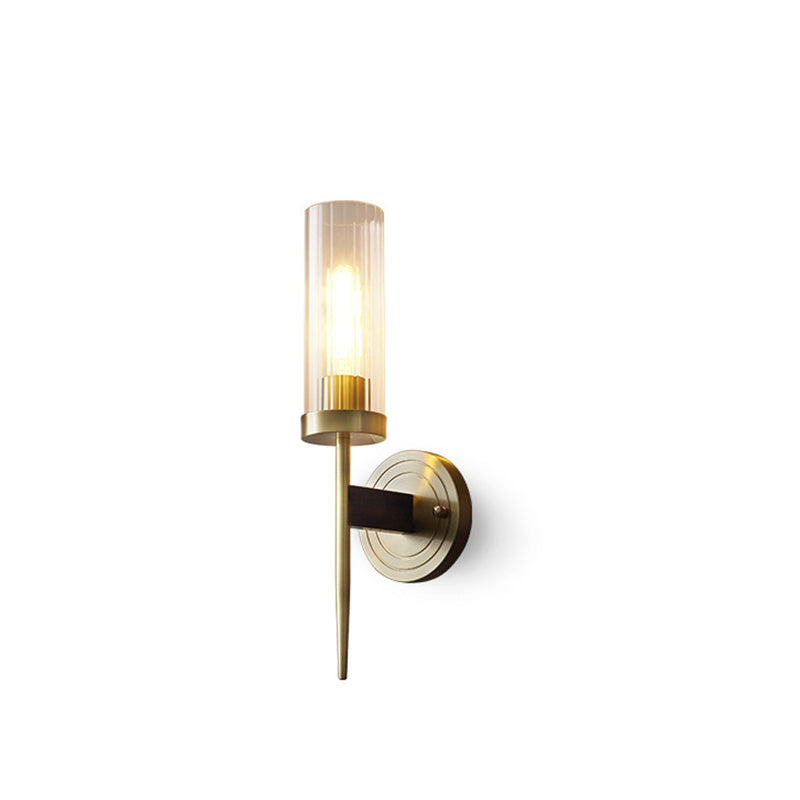 Zeitgenössische Retro-Kupfer-Glas-Lineare 1/2 Licht Wandleuchte für Wohnzimmer 