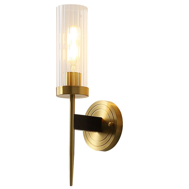 Zeitgenössische Retro-Kupfer-Glas-Lineare 1/2 Licht Wandleuchte für Wohnzimmer 