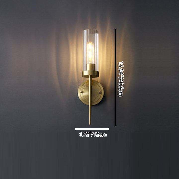 Zeitgenössische Retro-Kupfer-Glas-Lineare 1/2 Licht Wandleuchte für Wohnzimmer 