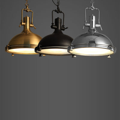 Contemporary Industrial Iron Round 1-Light Pendant Light For Dining Room