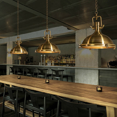 Contemporary Industrial Iron Round 1-Light Pendant Light For Dining Room