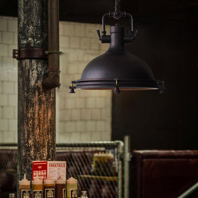 Contemporary Industrial Iron Round 1-Light Pendant Light For Dining Room