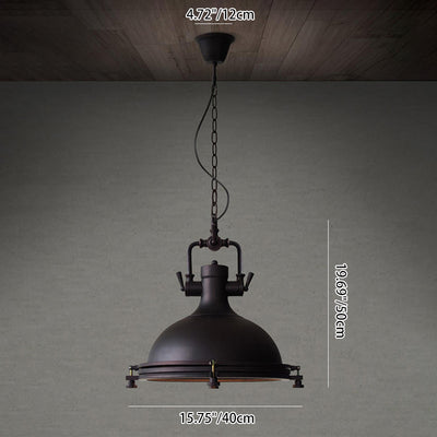 Contemporary Industrial Iron Round 1-Light Pendant Light For Dining Room