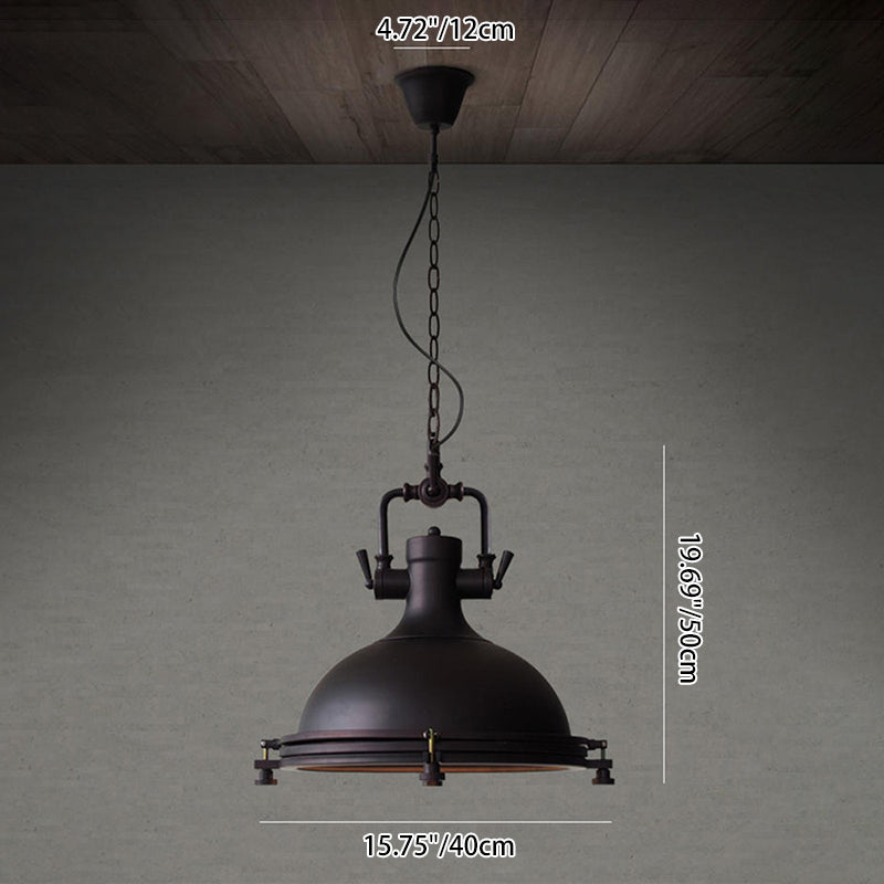 Contemporary Industrial Iron Round 1-Light Pendant Light For Dining Room