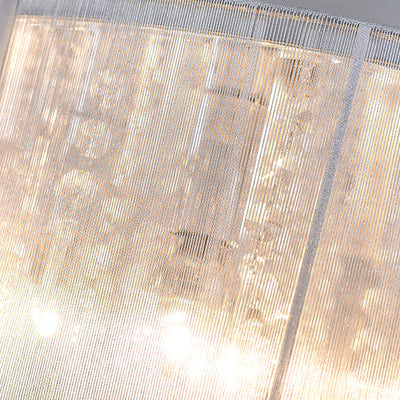 Modern Luxury Iron Crystal Stainless Steel Fabric Round 4/5 Light Semi-Flush Mount Lighting For Bedroom
