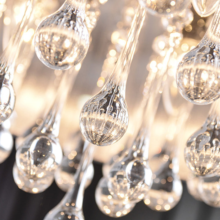 Lumière semi-encastrée moderne en fer de luxe en cristal en acier inoxydable avec tissu rond 4/5 lumières pour chambre 