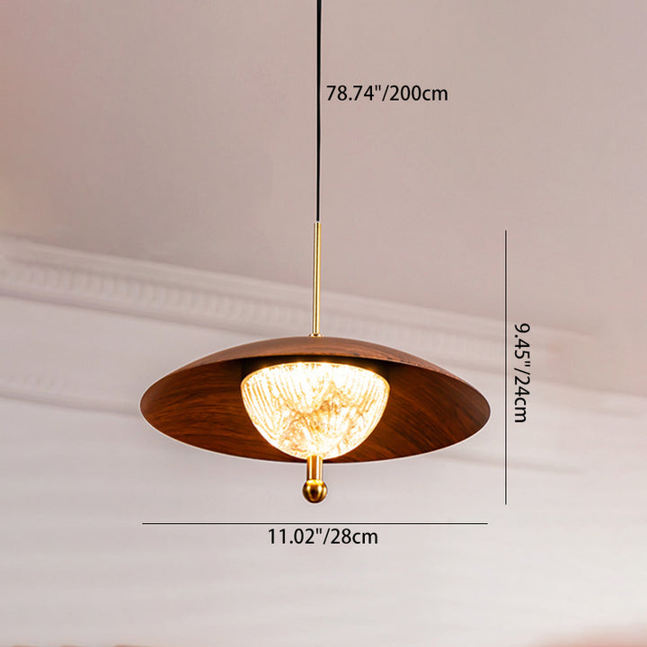 Contemporary Retro Iron Glass Round LED Pendant Light For Bedroom