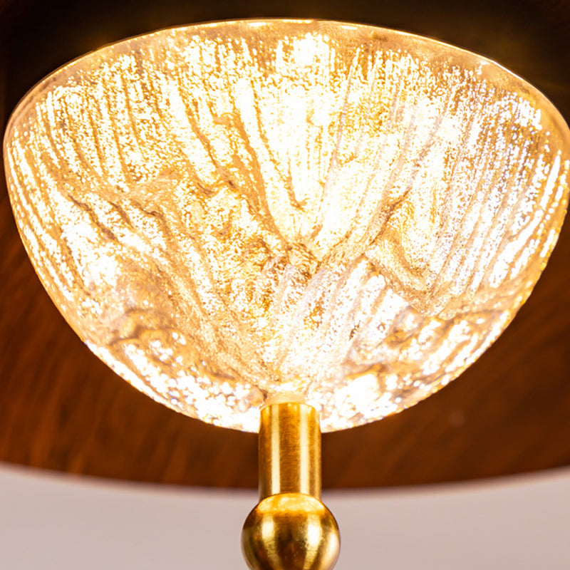 Contemporary Retro Iron Glass Round LED Pendant Light For Bedroom