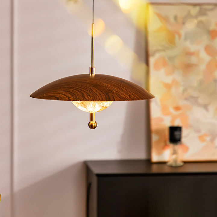 Contemporary Retro Iron Glass Round LED Pendant Light For Bedroom