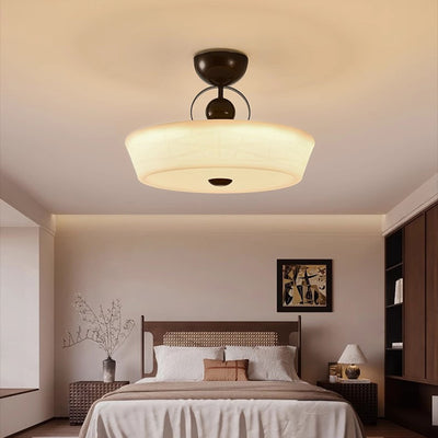 Traditionelle französische Eisen-PE-Holz-Runde-Blumen-LED-Deckenleuchte für das Schlafzimmer 