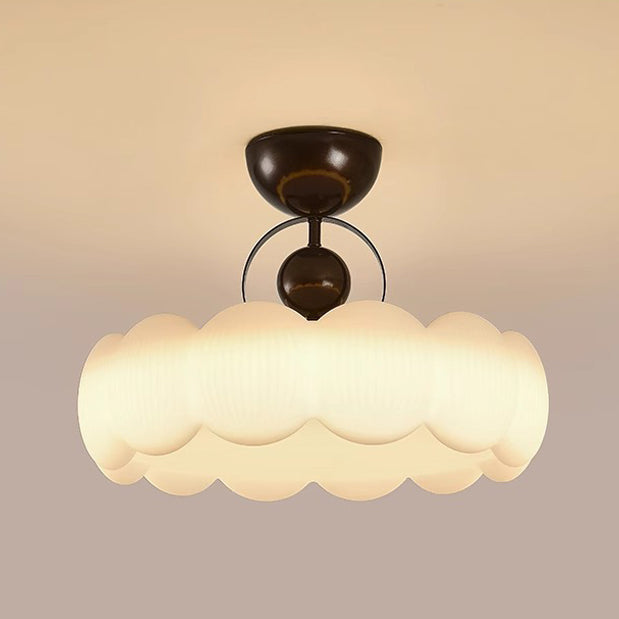 Traditionelle französische Eisen-PE-Holz-Runde-Blumen-LED-Deckenleuchte für das Schlafzimmer 