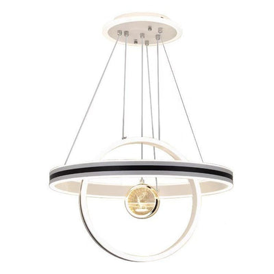 Lámpara de araña LED redonda moderna de lujo de ABS, hierro, aluminio, acrílico y sílice para comedor 