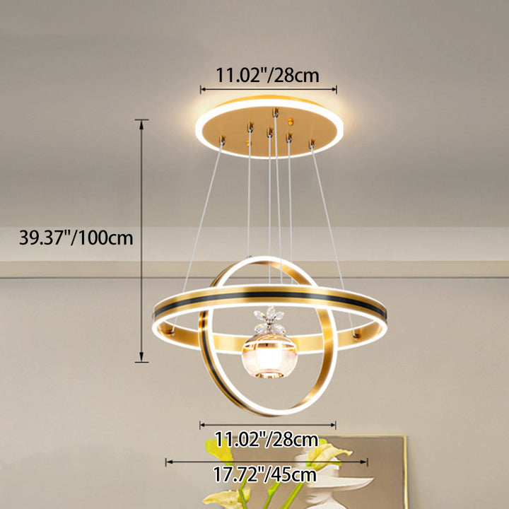 モダンラグジュアリー ABS 鉄 アルミニウム アクリル シリカ ラウンド LED シャンデリア ダイニングルーム用 