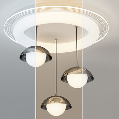 Modern Minimalist Iron Acrylic Round Linear LED Chandelier For Dining Room