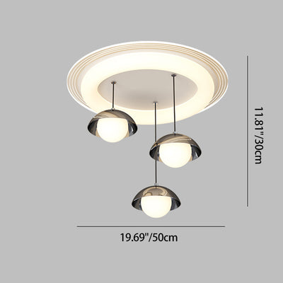 Modern Minimalist Iron Acrylic Round Linear LED Chandelier For Dining Room