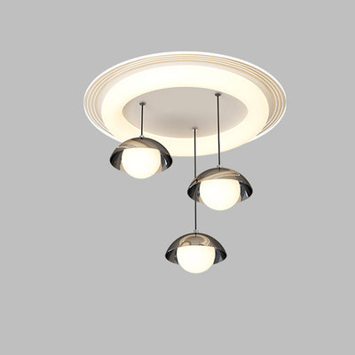 Modern Minimalist Iron Acrylic Round Linear LED Chandelier For Dining Room