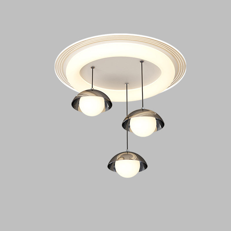 Modern Minimalist Iron Acrylic Round Linear LED Chandelier For Dining Room