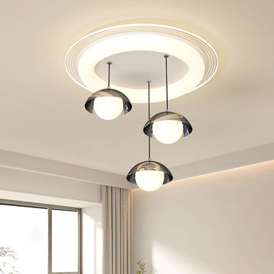 Modern Minimalist Iron Acrylic Round Linear LED Chandelier For Dining Room
