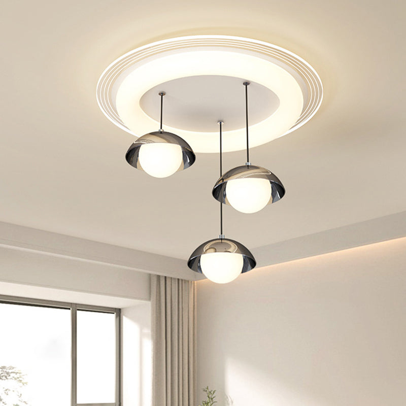 Modern Minimalist Iron Acrylic Round Linear LED Chandelier For Dining Room