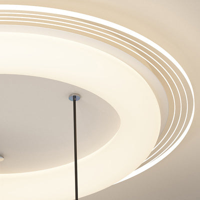 Modern Minimalist Iron Acrylic Round Linear LED Chandelier For Dining Room
