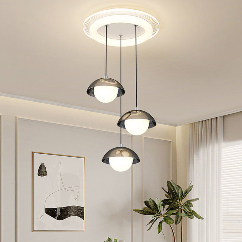 Modern Minimalist Iron Acrylic Round Linear LED Chandelier For Dining Room