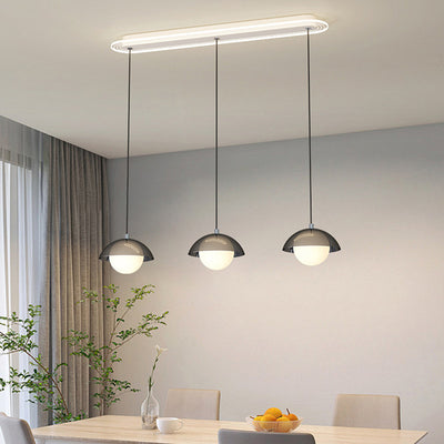Modern Minimalist Iron Acrylic Round Linear LED Chandelier For Dining Room