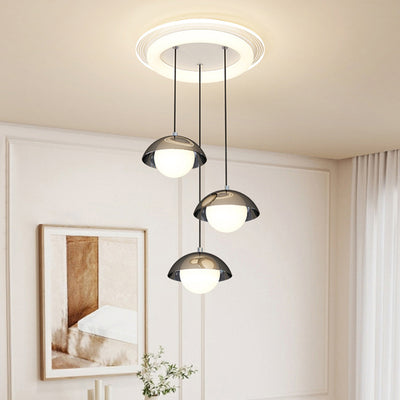 Modern Minimalist Iron Acrylic Round Linear LED Chandelier For Dining Room