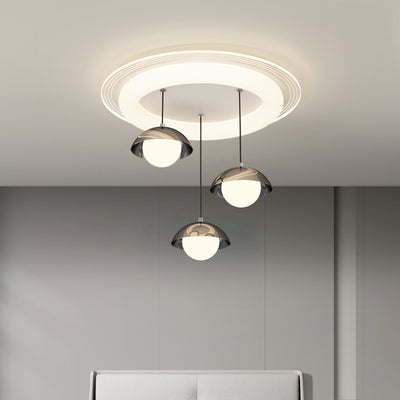 Modern Minimalist Iron Acrylic Round Linear LED Chandelier For Dining Room