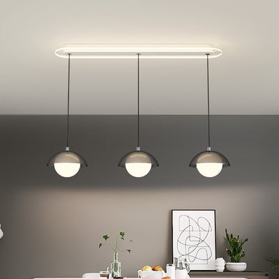Modern Minimalist Iron Acrylic Round Linear LED Chandelier For Dining Room