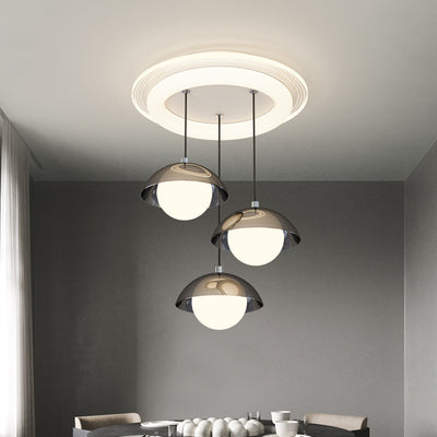 Modern Minimalist Iron Acrylic Round Linear LED Chandelier For Dining Room