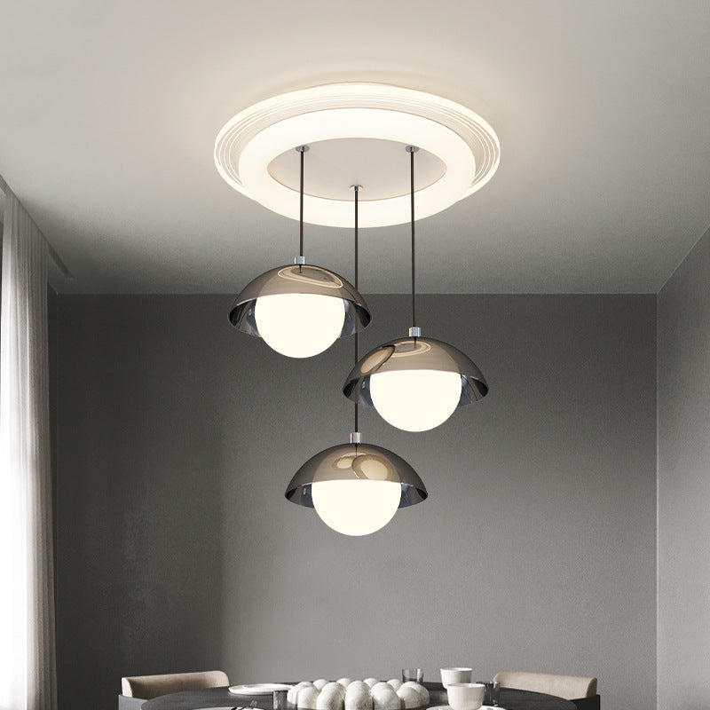 Modern Minimalist Iron Acrylic Round Linear LED Chandelier For Dining Room