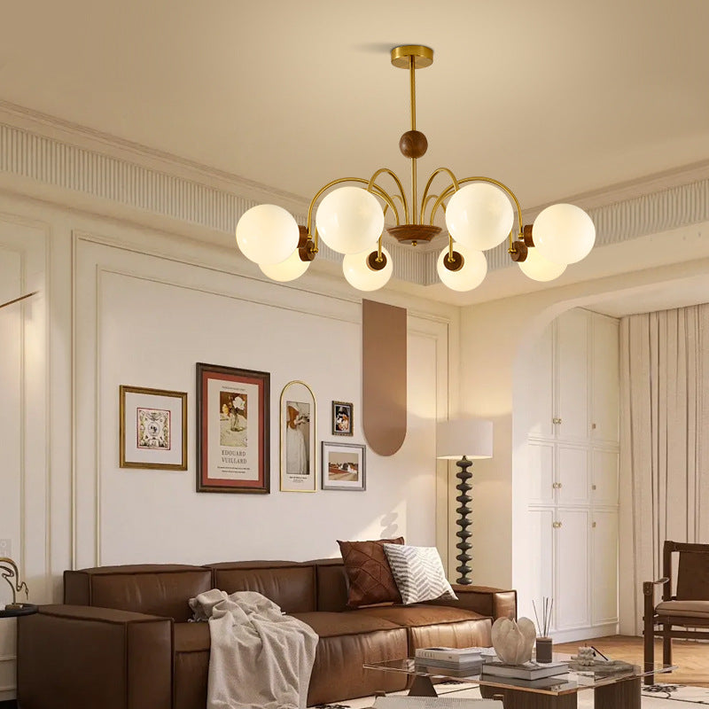 Modern Luxury Glass Copper Round 5/6/8 Light Chandelier For Living Room