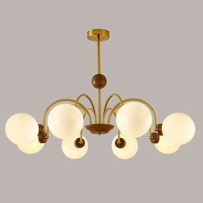 Modern Luxury Glass Copper Round 5/6/8 Light Chandelier For Living Room