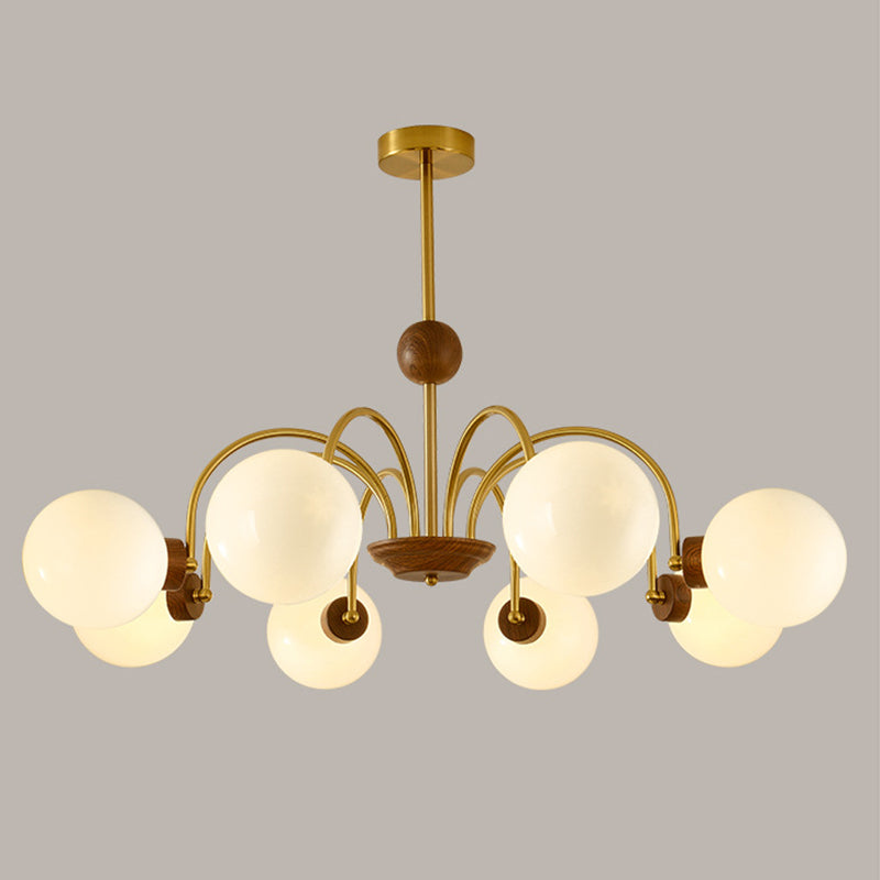 Modern Luxury Glass Copper Round 5/6/8 Light Chandelier For Living Room