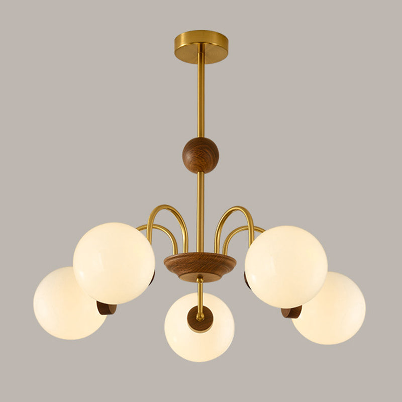 Modern Luxury Glass Copper Round 5/6/8 Light Chandelier For Living Room