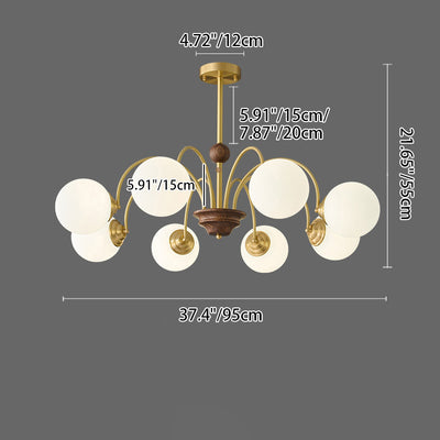 Modern Luxury Glass Copper Round 5/6/8 Light Chandelier For Living Room