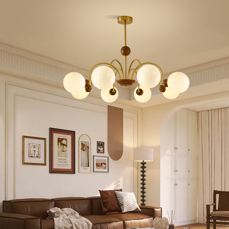 Modern Luxury Glass Copper Round 5/6/8 Light Chandelier For Living Room