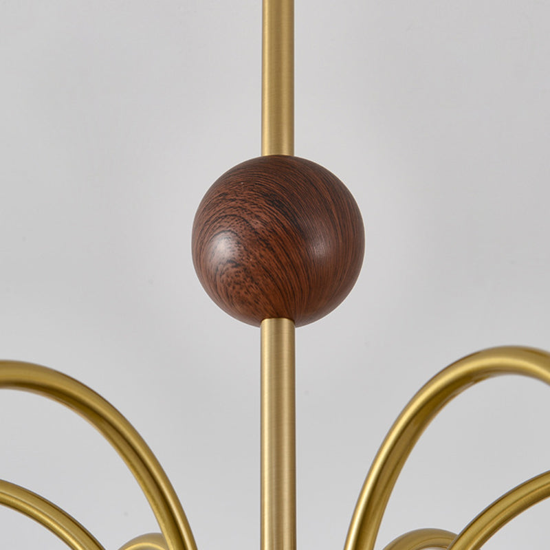 Modern Luxury Glass Copper Round 5/6/8 Light Chandelier For Living Room