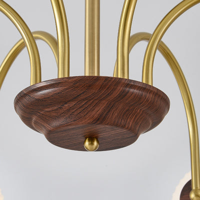 Modern Luxury Glass Copper Round 5/6/8 Light Chandelier For Living Room