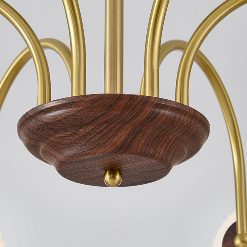 Modern Luxury Glass Copper Round 5/6/8 Light Chandelier For Living Room